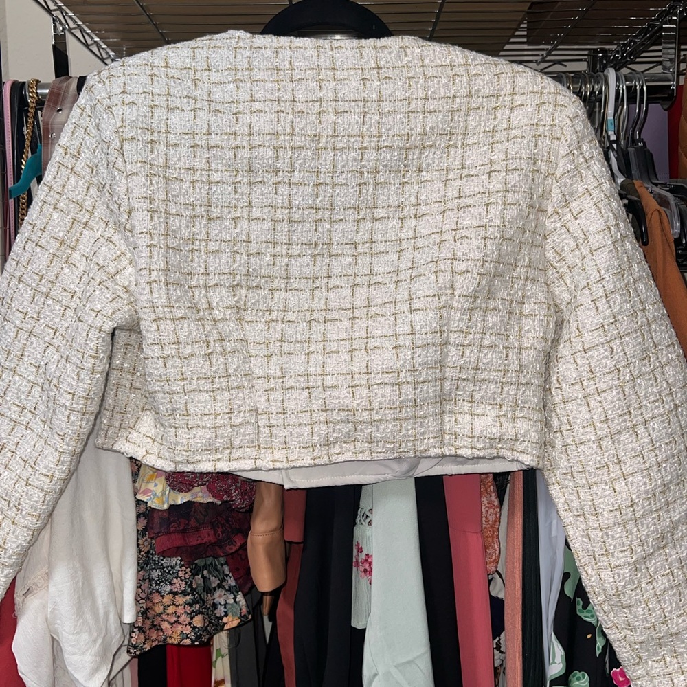 NWOT SHEIN White and Black Tweed Blazer and Skirt Set - Picture 4 of 7